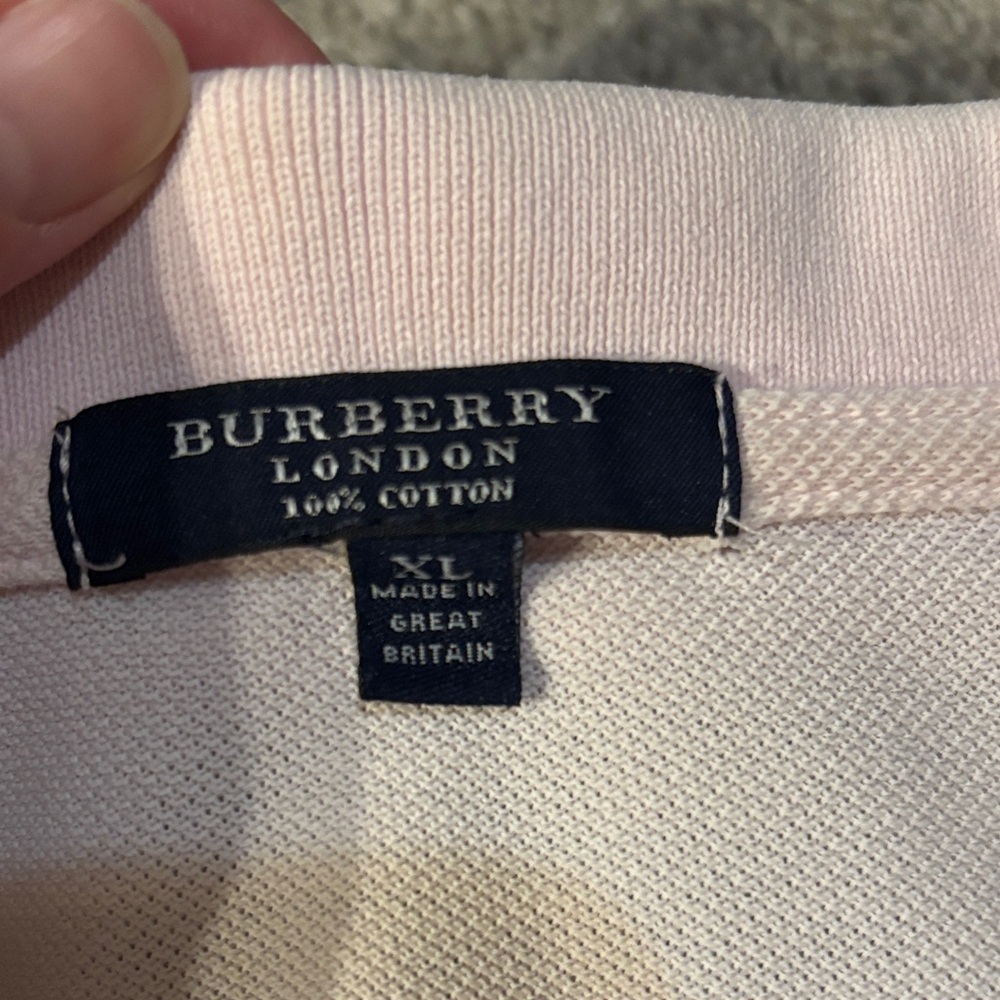 Burberry Light Pink Cotton Polo with Navy Label - Picture 2 of 5